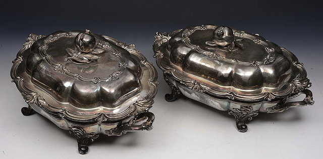 Appraisal: A PAIR OF GEORGE IV SILVER PLATED ENTREE DISHES AND