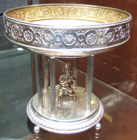 Appraisal: A German centrepiece bowl the circular gilt top decorated with