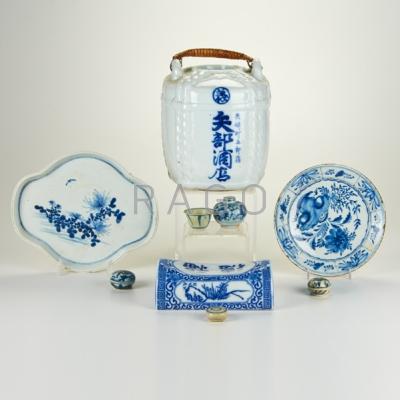 Appraisal: ASIAN Nine pieces of blue and white porcelain includes plates