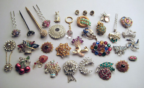 Appraisal: Rhinestone and colored stone brooches some vintage by makers such