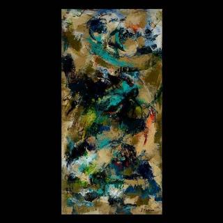 Appraisal: I Rosien Abstract Oil On Panel Painting Length inches Width