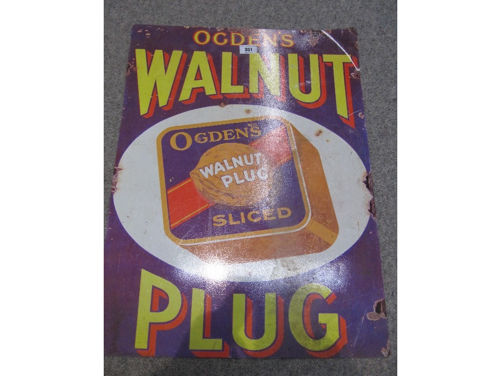 Appraisal: Lot comprising Will's cigarette advert sign and an Ogren's walnut