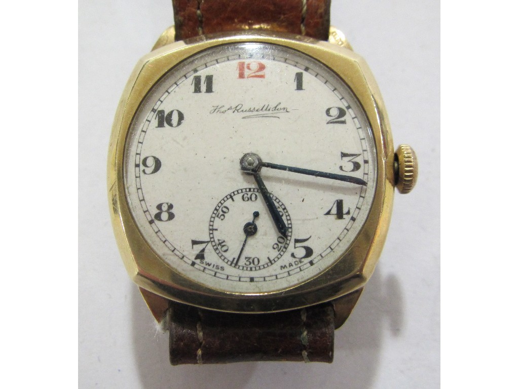 Appraisal: Gents 's ct gold cased wrist watch with white dial