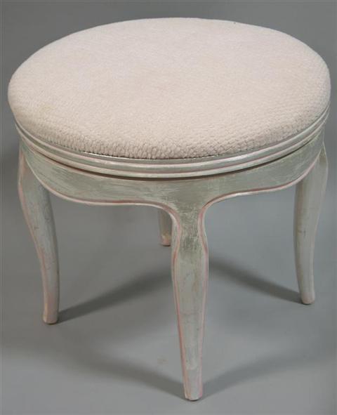 Appraisal: MODERN SILVER PAINTED LOW STOOL th century the pale pink