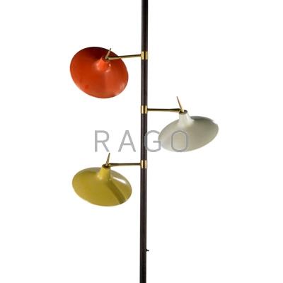 Appraisal: LAUREL Three-light pole lamp Newark NJ s Enameled aluminum brass