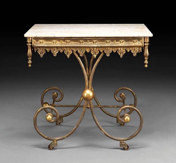 Appraisal: A gilt cast iron and brass baker s table late