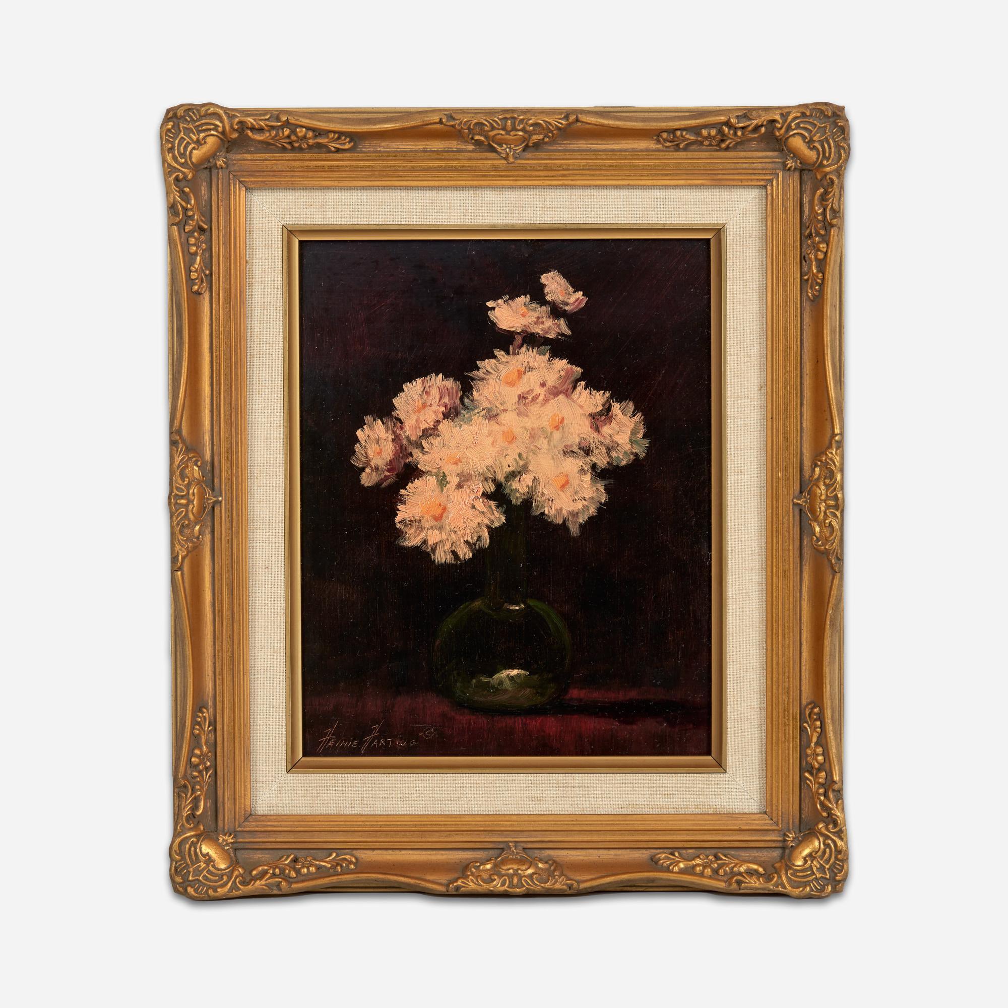 Appraisal: HEINIE HARTWIG PINK ON BLACK OIL ON MASONITE Heinie Hartwig