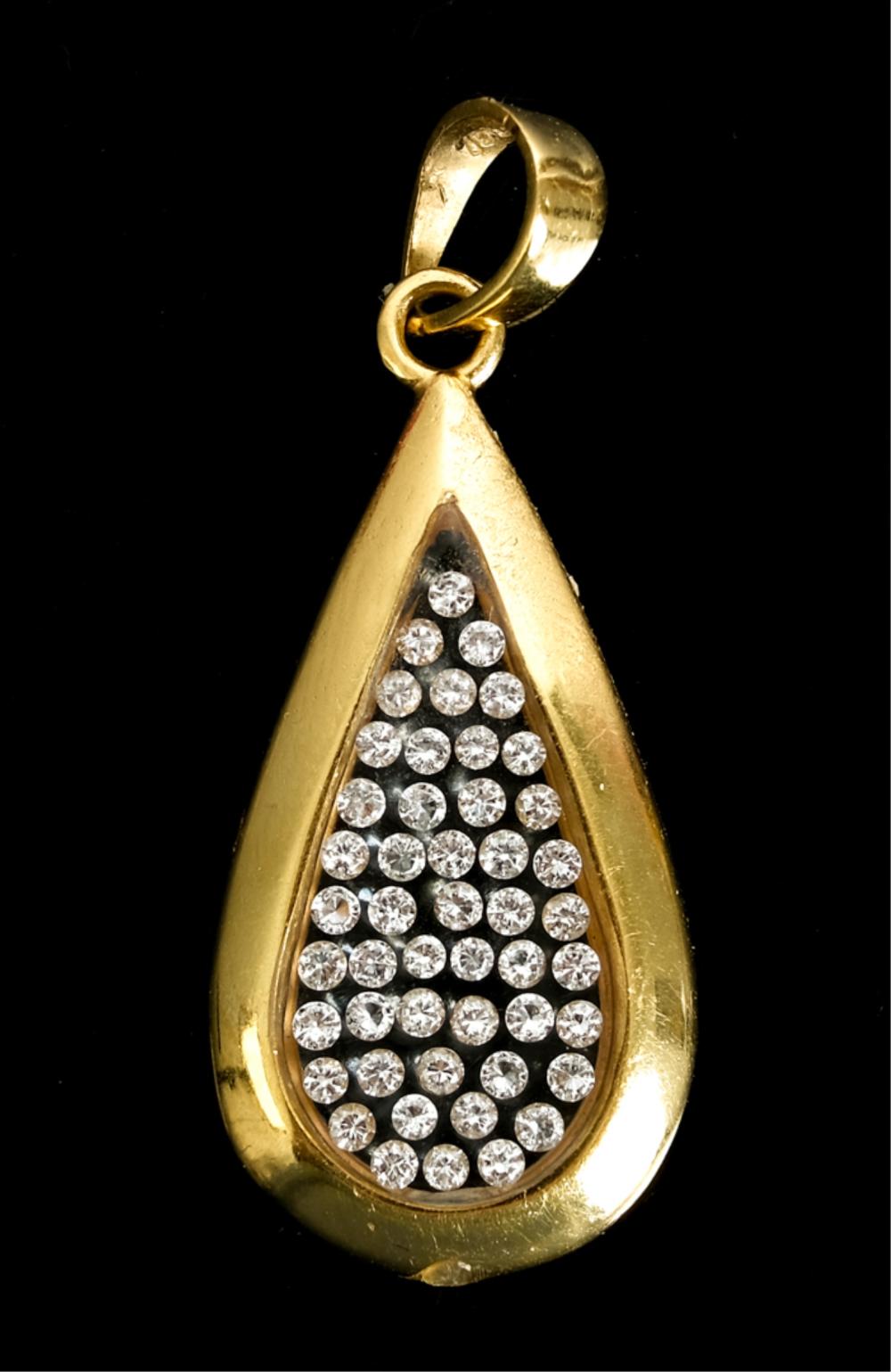 Appraisal: K YELLOW GOLD DIAMOND TEARDROP PENDANT k yellow gold teardrop