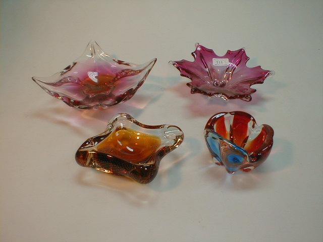 Appraisal: Four items of Bohemian style and Murano glass abstract designs