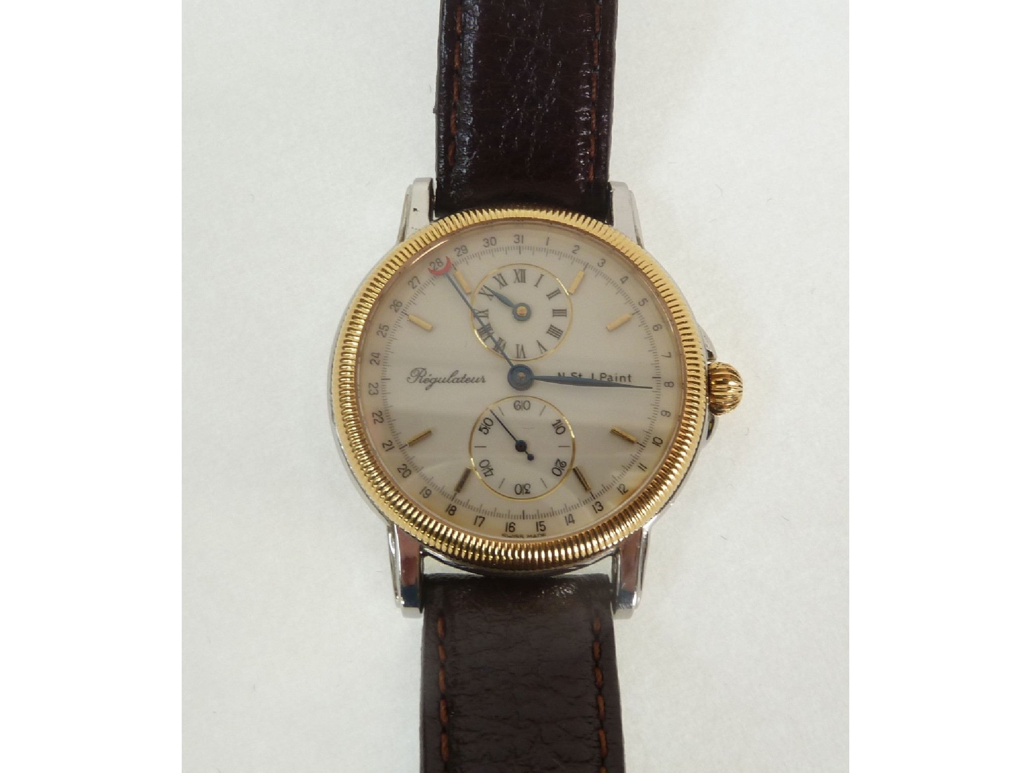 Appraisal: A GENT'S N St J PAINT REGULATEUR WRIST WATCH mechanical