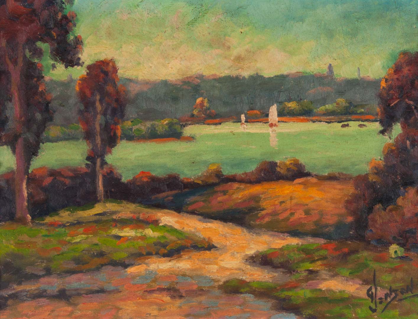 Appraisal: George Jensen Landscape oil American - Landscape with Lake oil