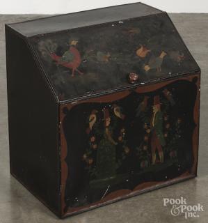 Appraisal: Painted tea bin th c with a later Pennsylvania German