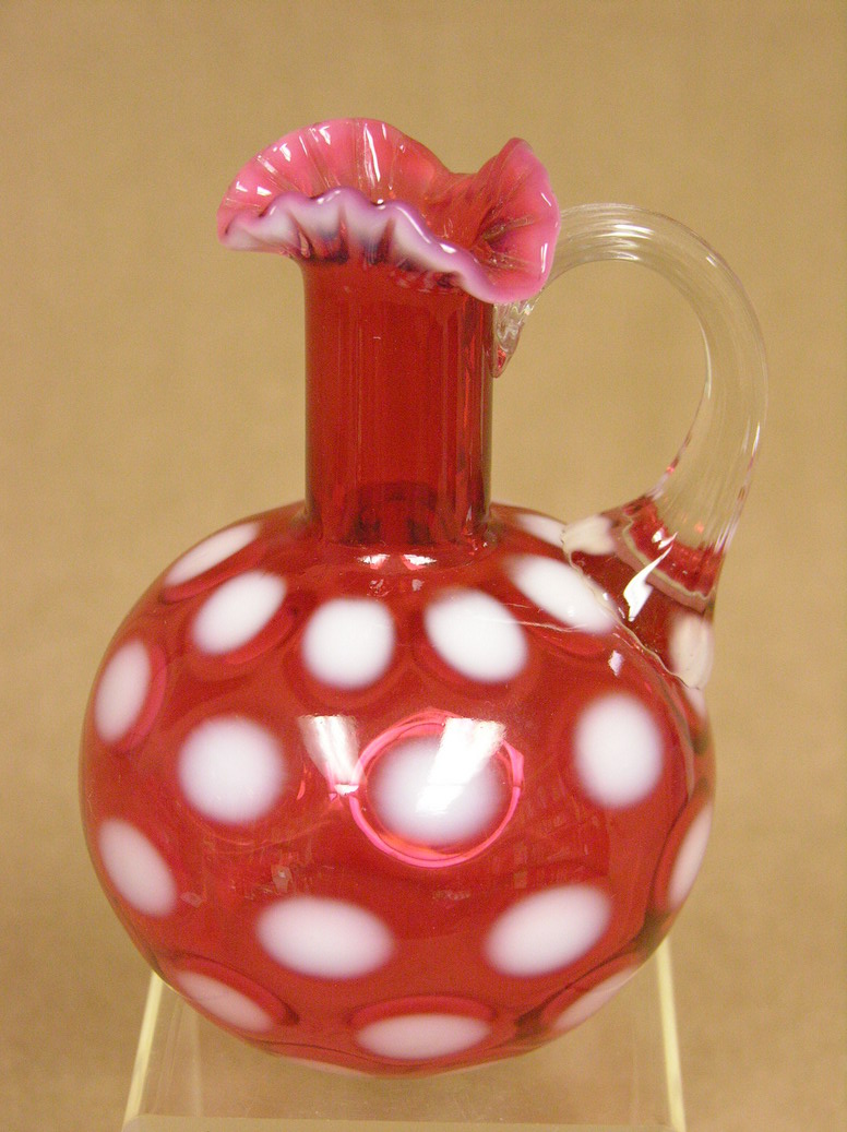 Appraisal: CRANBERRY OPALESCENT COIN DOT CRUET h