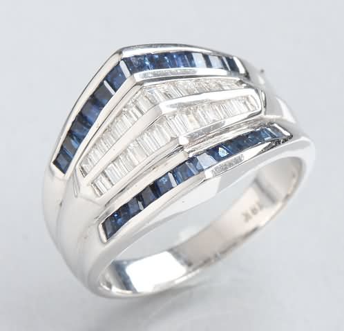 Appraisal: KW gold diamond and sapphire ring ctw S