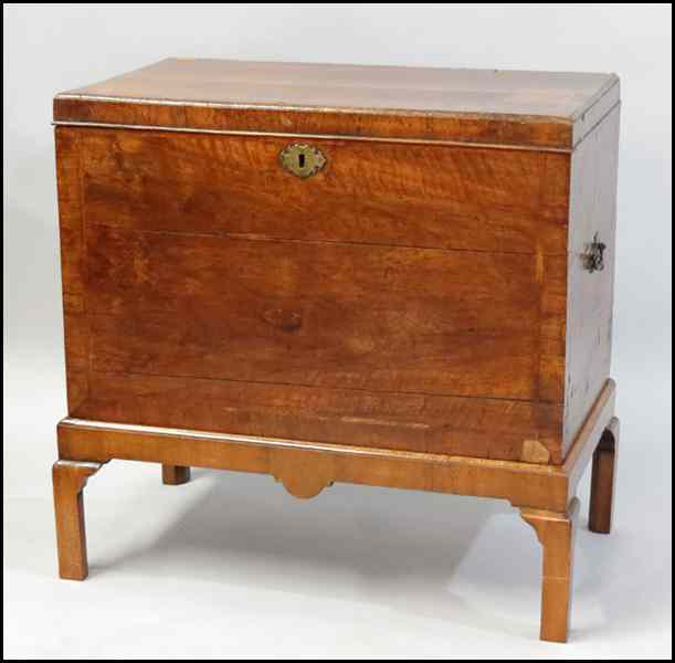 Appraisal: MAHOGANY VENEER BLANKET CHEST ON STAND H '' W ''