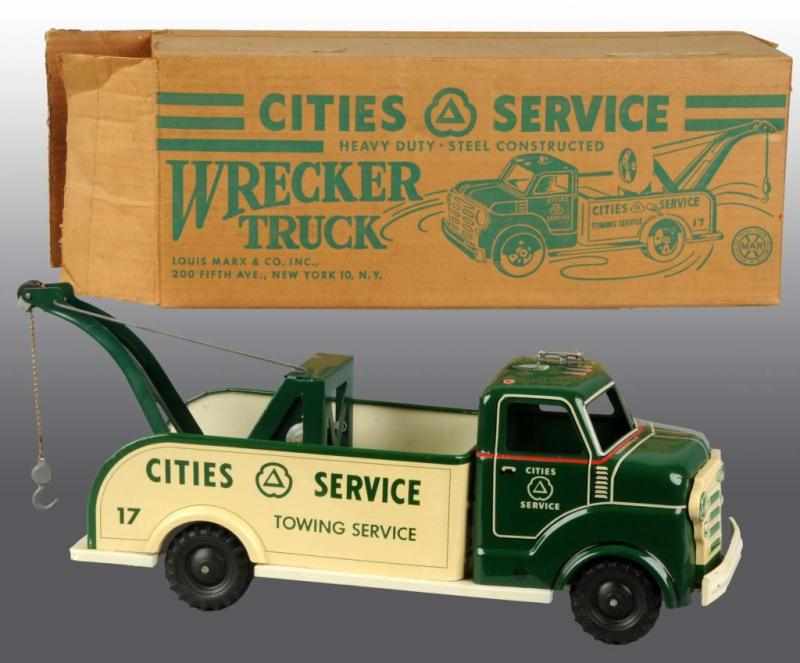 Appraisal: Marx Cities Service Wrecker Truck Toy Description Includes original box