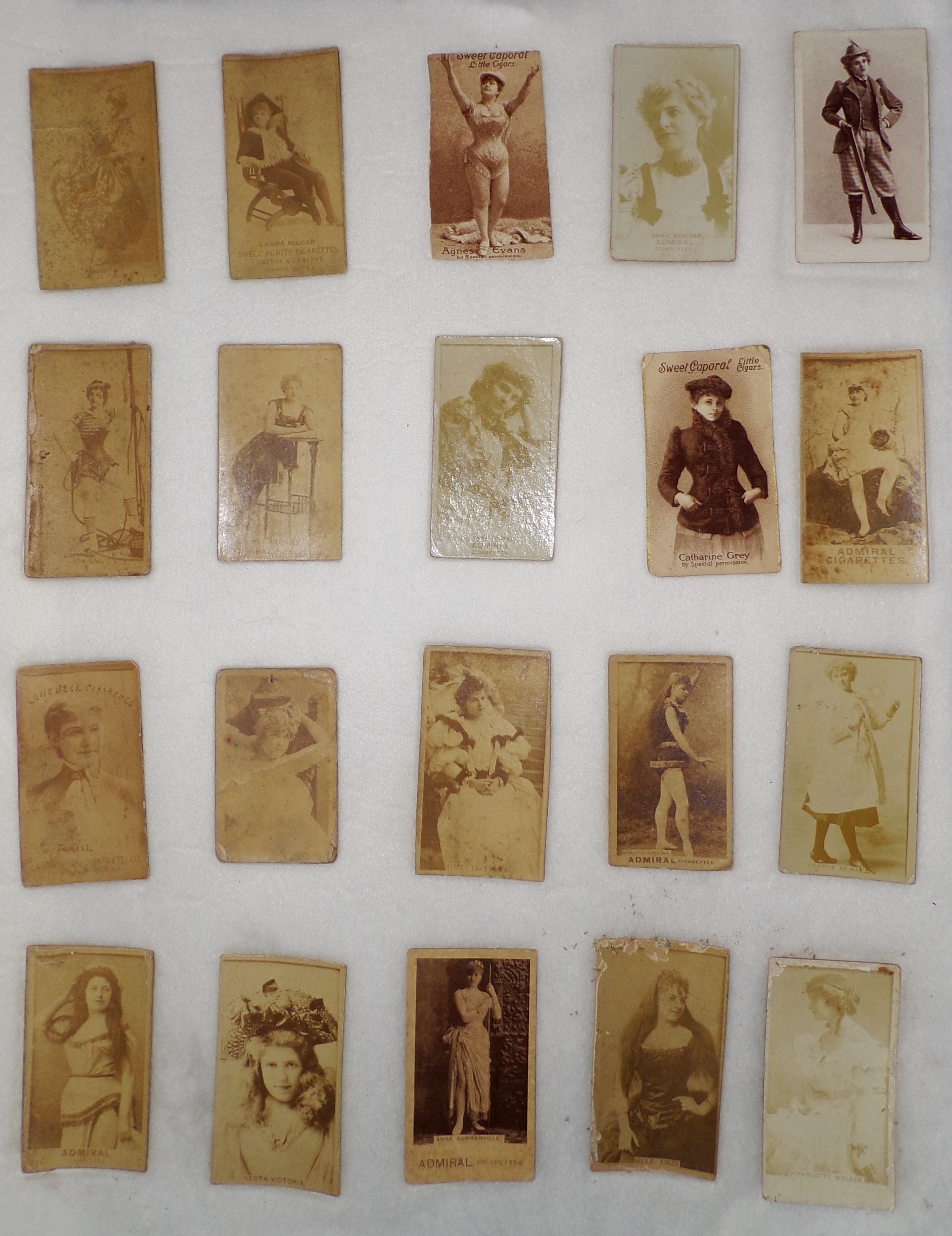 Appraisal: Photograph cigarette cards of woman including Admiral Cigarettes and Sweet