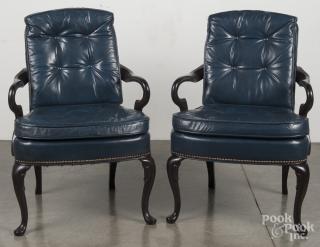 Appraisal: Pair of Hancock Moore leather armchairs Pair of Hancock Moore