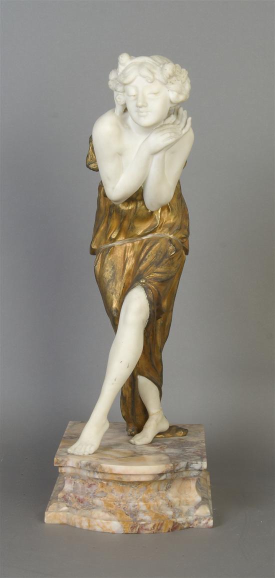 Appraisal: A French Alabaster and Gilt Bronze Figure Gory Height inches