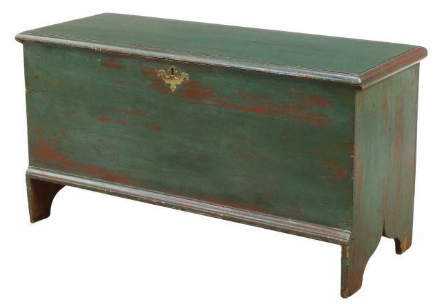 Appraisal: American Primitive painted blanket chest trunk late th c in