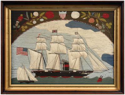 Appraisal: American sailor s woolwork steamship three-masted propeller driven steamship flying