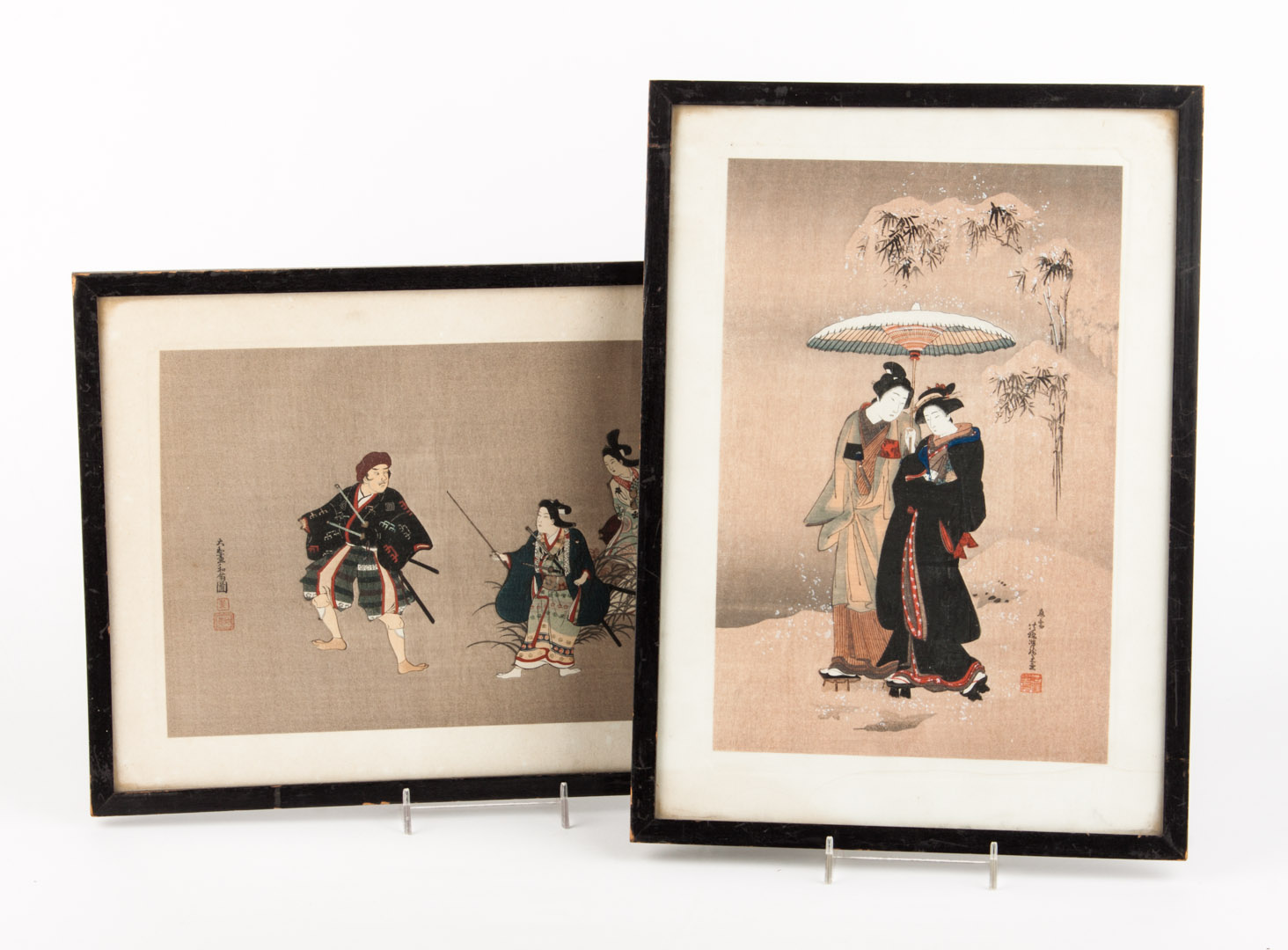 Appraisal: Two Japanese color woodblock prints early th century one depicting