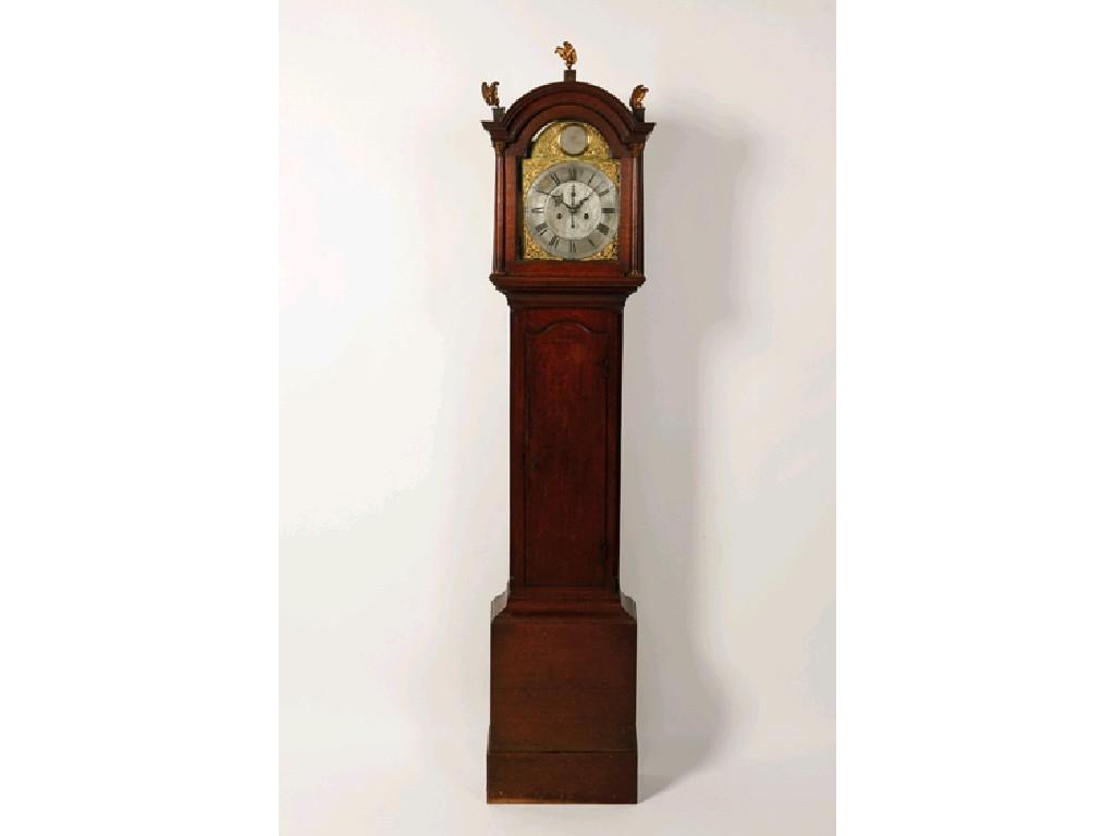 Appraisal: A GEORGE III OAK LONGCASE CLOCK with a silvered dial