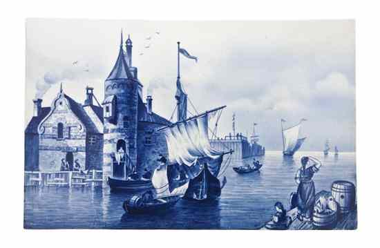 Appraisal: A Delft Porcelain Plaque of rectangular form depicting a scene