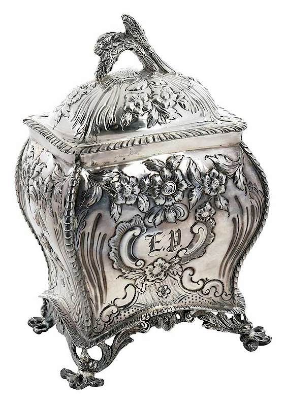 Appraisal: Kirk Coin Silver Tea Caddy American - bombe form with