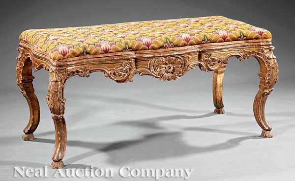 Appraisal: A Venetian Rococo Carved Giltwood Bench late th c shaped