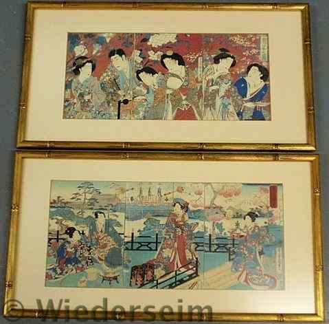 Appraisal: Pair of framed and matted Japanese woodblock prints x each