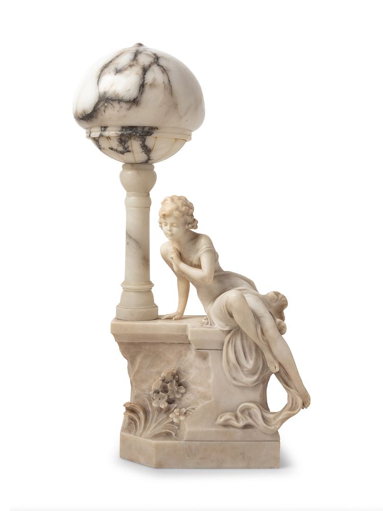 Appraisal: An Italian Alabaster Figural Lamp An Italian Alabaster Figural Lamp