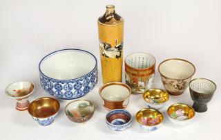 Appraisal: Group of Japanese Tea and Sake Cups Sake Bottle lot