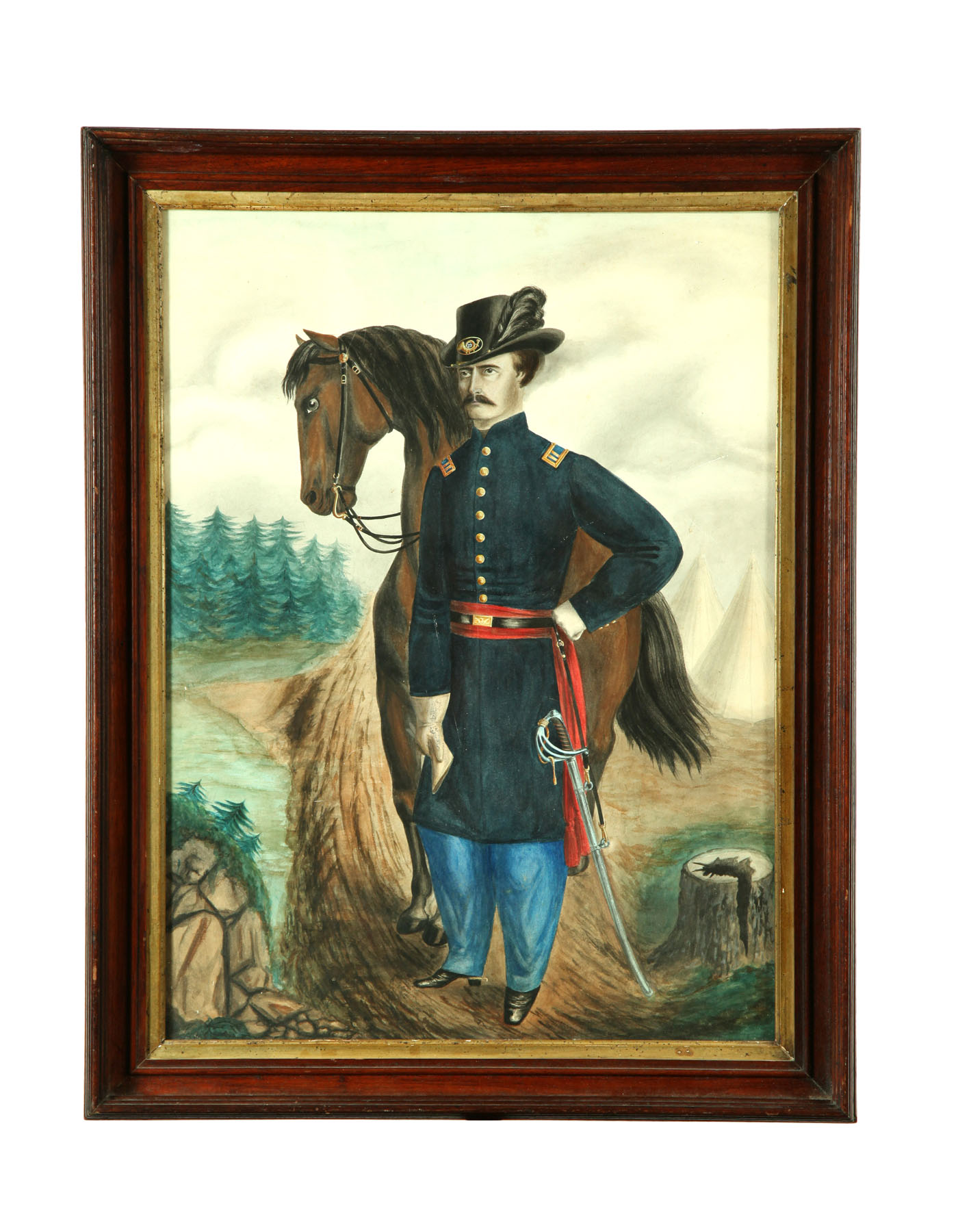 Appraisal: PORTRAIT OF A CIVIL WAR OFFICER AMERICAN SCHOOL ND HALF-