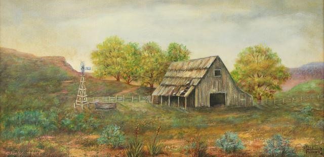 Appraisal: Framed oil on canvas painting Barn and Windmill signed lower