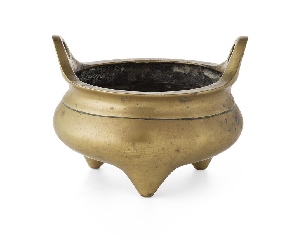 Appraisal: POLISHED BRONZE TRIPOD CENSER QING DYNASTY TH CENTURY the compressed