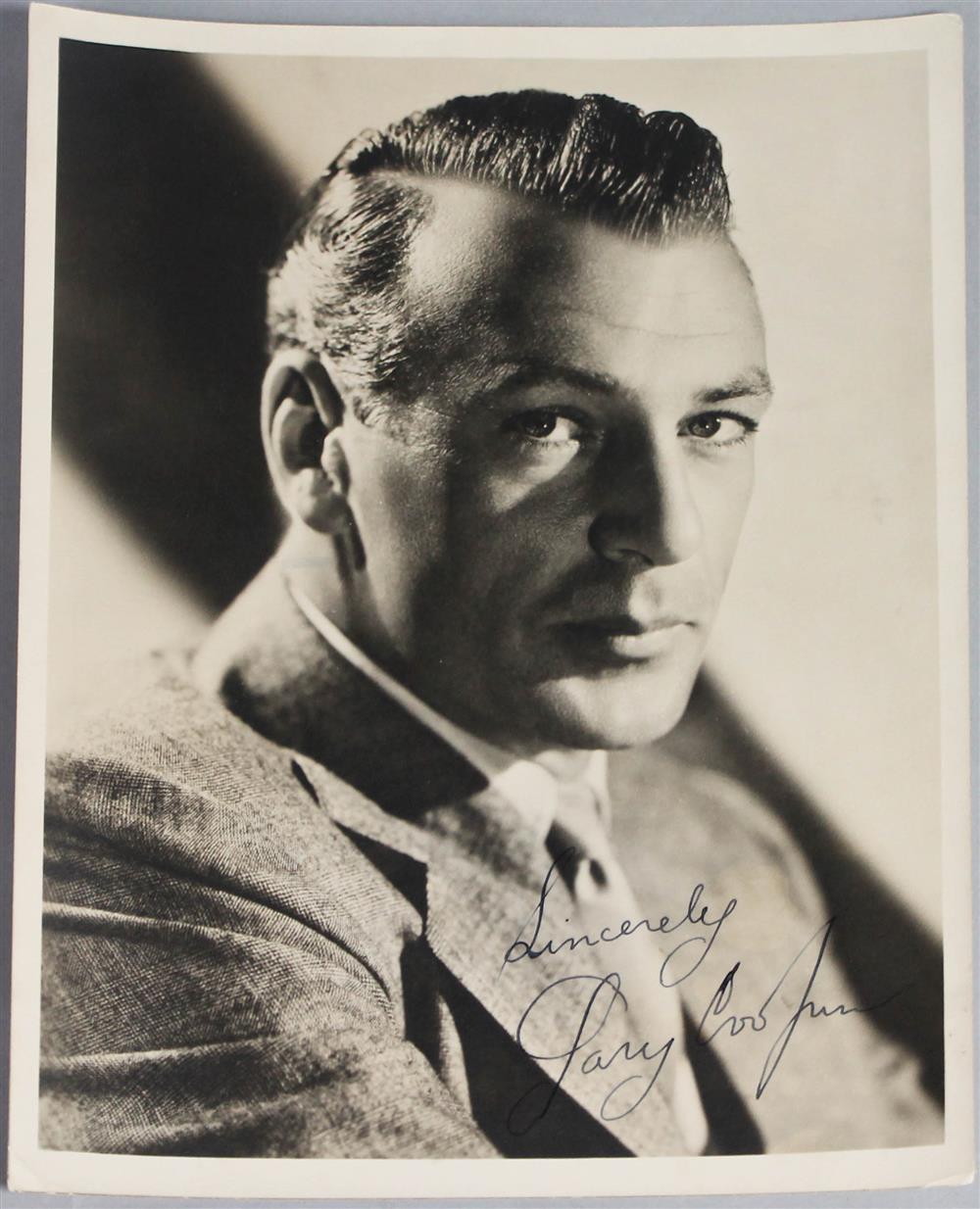 Appraisal: GARY COOPER SIGNED PHOTOGRAPH signed lower right Sincerely Gary Cooper