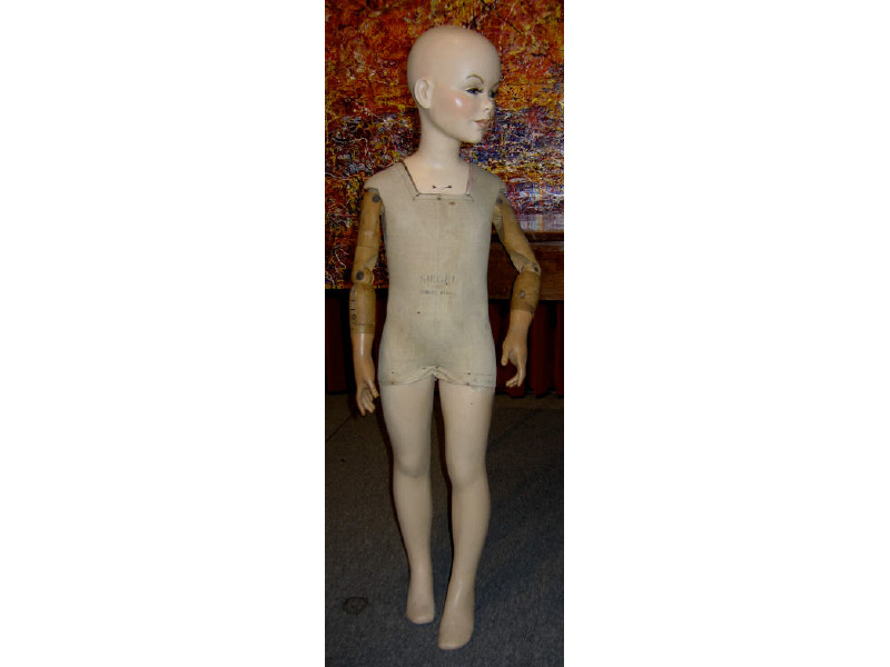 Appraisal: FRENCH SIEGEL D'ENFANT MANNEQUIN DE VITRINE Wood and plaster painted