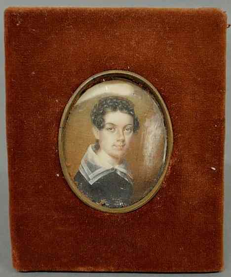 Appraisal: Miniature oval portrait on ivory of a young woman th