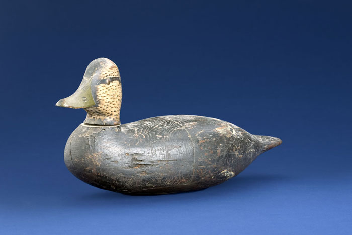 Appraisal: BLACK DUCK DECOY WITH CARVED CROWELL HEAD The head carved