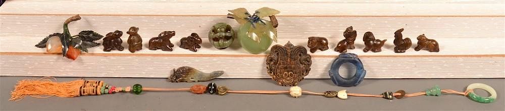 Appraisal: Group of Vintage Carved Jade and Stone Items Group of