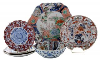 Appraisal: Six Imari Porcelain Bowls and Dishes Chinese and Japanese th