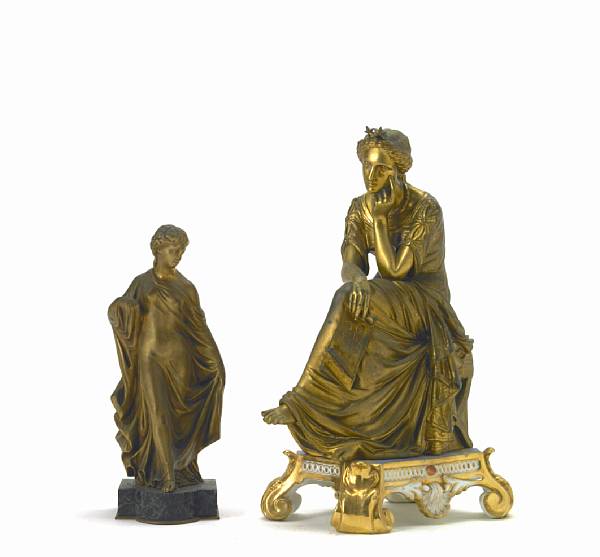 Appraisal: A group of two gilt bronze classical figures of women