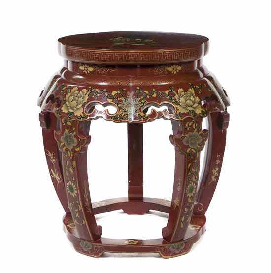 Appraisal: A Chinese Lacquered Garden Seat having a lobbed top above