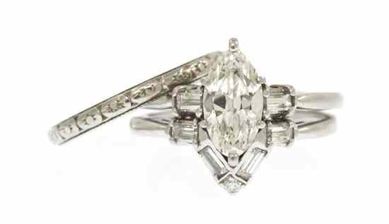 Appraisal: A Platinum and Diamond Ring Set consisting of a ring