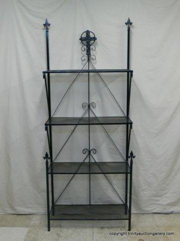 Appraisal: Iron Expanded Metal Display Shelf - Mission theme incorporates iron