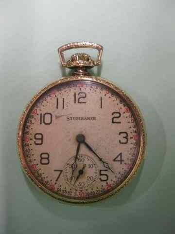 Appraisal: South Bend Pocketwatch Studebaker model k gold-filled jewels openface working