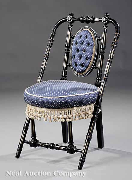 Appraisal: An American Neo-Grec Ebonized and Gilt-Incised Side Chair late th