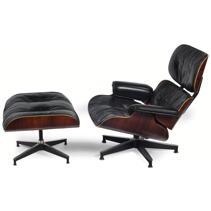 Appraisal: Eames lounge ottoman rosewood black leather