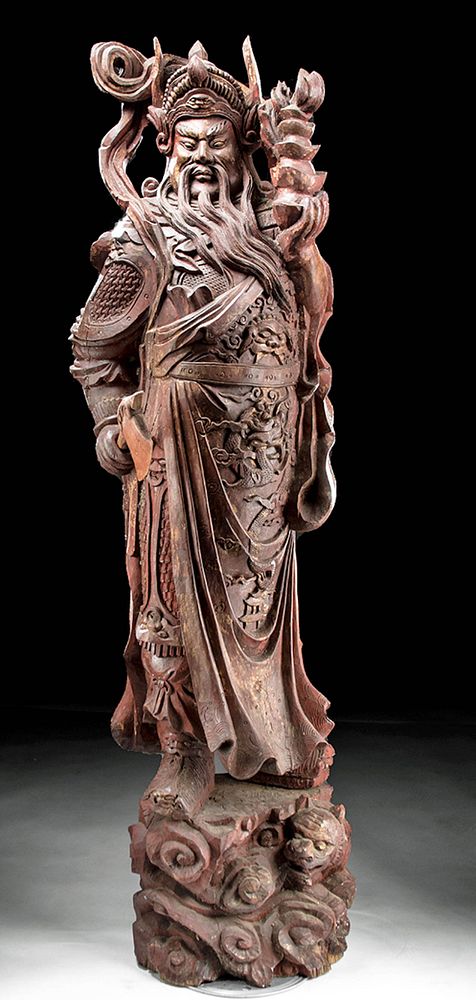 Appraisal: Lifesize th C Chinese Qing Wood Statue - Yama King